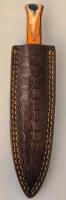 Handmade Damascus Fixed-Blade Knife with Multicolor Handle and Leather Sheath - 4
