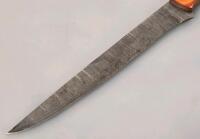 Custom Damascus Fixed Blade Knife &ndash; Multicolor Resin Handle, Mosaic Pin, Leather Sheath - 2