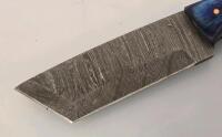 Custom Damascus Steel Fixed-Blade Knife with Resin Handle and Leather Sheath - 2