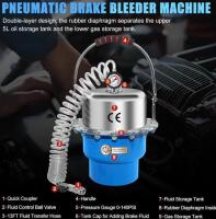 Pneumatic Brake Bleeder Kit, 5L Stainless Tank, 140 PSI, 13ft Hose, Universal & Vehicle Adapters - 3