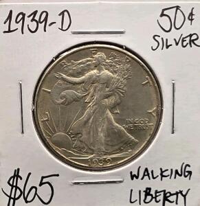 1939-D Silver Walking Liberty Half Dollar