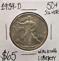 1939-D Silver Walking Liberty Half Dollar