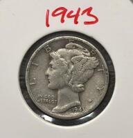 1943-D Mercury Dime Pair, 90% Silver, Denver Mint, WWII Era, Circulated Condition - 4