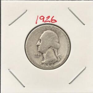 1926 Washington Quarter-Style Coin, Heavy Circulation, Silver-Copper Alloy, Likely Altered Date