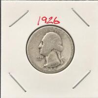1926 Washington Quarter-Style Coin, Heavy Circulation, Silver-Copper Alloy, Likely Altered Date