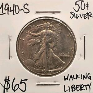 1940-S Silver Walking Liberty Half Dollar