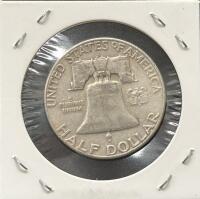 1955 Franklin Half Dollar Coin &ndash; 90% Silver, Circulated Condition - 2