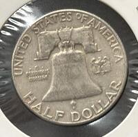 1955 Franklin Half Dollar Coin &ndash; 90% Silver, Circulated Condition - 4