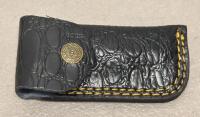(2) Custom Damascus Folding Pocket Knives with Decorative Handles and Leather Sheaths - 11