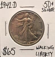 1942-D Silver Walking Liberty Half Dollar