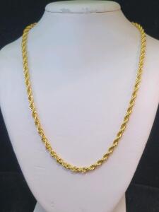 Consignor States 14K Yellow Gold Rope Chain Necklace, Lobster Clasp