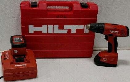 Hilti Drill, Batteries, and Charger (Worth around $600, Turns On)