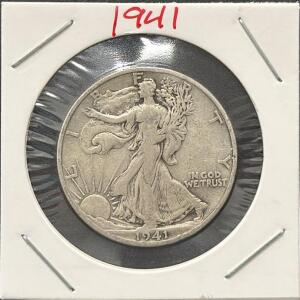 1941-S Walking Liberty Half Dollar, Good to Very Good Condition, 90% Silver