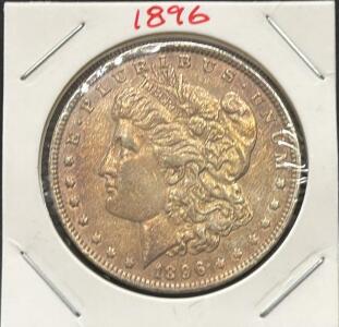 1896 Morgan Silver Dollar, U.S. Mint, 90% Silver, Philadelphia Issue, George T. Morgan Design