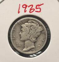 1935 & 1936 Mercury Dimes, 90% Silver, Philadelphia Mint, Circulated, Adolph Weinman Design - 2
