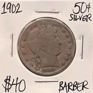 1902 Silver Barber Half Dollar
