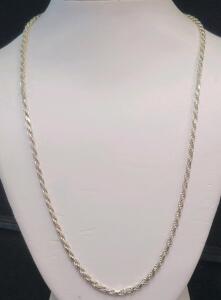 Sterling Silver Italy 925 Rope Chain Necklace, Lobster Clasp