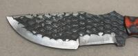 Custom Fixed Blade Knife with Patterned Steel Blade and Contoured Handle - 4