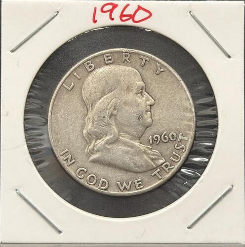 1960-D Franklin Half Dollar, 90% Silver, Denver Mint, Circulated U.S. Coin