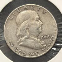 1960-D Franklin Half Dollar, 90% Silver, Denver Mint, Circulated U.S. Coin - 3