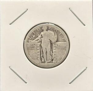 Standing Liberty Quarter, Denver Mint, 90% Silver, Circulated, Eagle Reverse, MacNeil Design