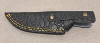 Custom Damascus Fixed-Blade Knives, Bowie & Skinner, Mosaic Pin Handles, Leather Sheaths - 3