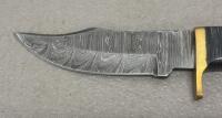 Custom Damascus Fixed-Blade Knives, Bowie & Skinner, Mosaic Pin Handles, Leather Sheaths - 6