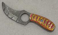 Custom Damascus Fixed-Blade Knives, Bowie & Skinner, Mosaic Pin Handles, Leather Sheaths - 9