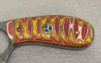 Custom Damascus Fixed-Blade Knives, Bowie & Skinner, Mosaic Pin Handles, Leather Sheaths - 10