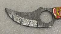 Custom Damascus Fixed-Blade Knives, Bowie & Skinner, Mosaic Pin Handles, Leather Sheaths - 11