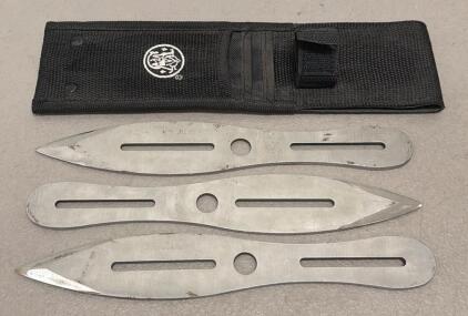 (3 Piece) Smith & Wesson Bullseye SWTK10 Throwing Knives Set - 10" Overall Length, 2Cr13 Stainless Steel