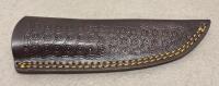Custom Fixed-Blade Knife, 4" Damascus-Style Blade, Multi-Color Wood Handle, Leather Sheath - 5
