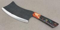 Custom Damascus Steel Cleaver Knife with Resin/Wood Handle and Decorative Sheath - 2