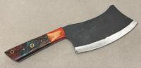 Custom Damascus Steel Cleaver Knife with Resin/Wood Handle and Decorative Sheath - 3