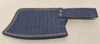 Custom Damascus Steel Cleaver Knife with Resin/Wood Handle and Decorative Sheath - 6