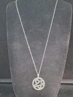 Sterling Silver ATI 925 Necklace with Marcasite Filigree Circle Pendant - 4