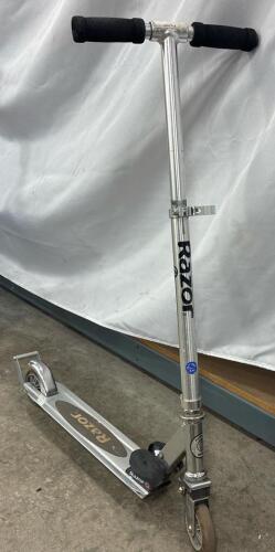 Razor A Kick Scooter, Aluminum Frame, Silver, Folding, 100mm Urethane Wheels, Rear Fender Brake