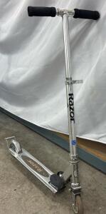 Razor A Kick Scooter, Aluminum Frame, Silver, Folding, 100mm Urethane Wheels, Rear Fender Brake