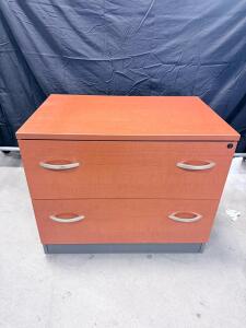 2-Drawer Lateral File Cabinet, Cherry and Gray Finish, 36"x18"x29", Locking
