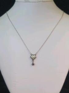 Sterling Silver Marcasite Geometric Pendant Necklace, Spring Ring Clasp, Marked 925