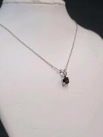 Sterling Silver Necklace with Smokey Quartz Solitaire Pendant, STERLING Stamped - 2