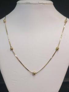 BMJ 925 Gold Vermeil 18" 5-Bead Adjustable Station Necklace, Spring Ring & Lobster Clasp