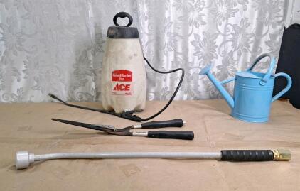 (1) 30" Garden Hose Wand, (1) Watering Can, (1) Pair Of Hedge Shears & (1) 2-Gallon Lawn & Garden Sprayer