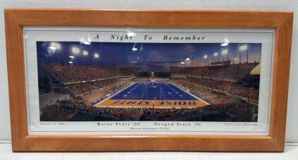 Boise State vs Oregon State 2004 Panoramic Framed Photo, "A Night To Remember", Capital Photography