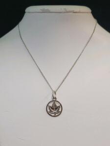 Sterling Silver Maple Leaf Pendant Necklace