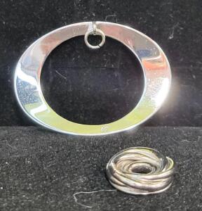 Sterling Silver 925 Pendants/Charms &ndash; Smooth Oval & Twisted Circular Designs