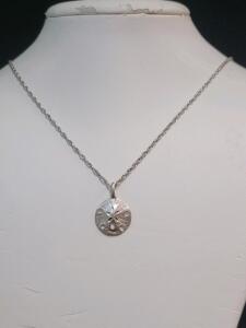 Sterling Silver Sand Dollar Pendant Necklace with Rope Chain