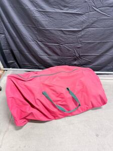 Artificial Christmas Tree 7.5 ft Full Green with Red Storage Bag & Handles - Hinged Branches