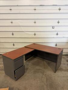 L-Shaped Office Desk with Left Return, Laminate Top, Steel Base, 66" x 78"