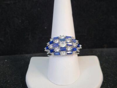 Blue & White Sapphire Ring, Size 9&frac12;